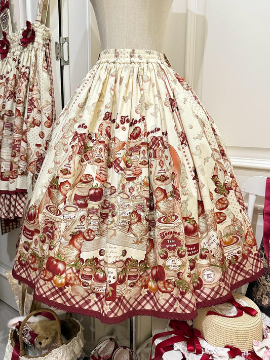 Chick Tinned Tomatoes Egg Hen and Country Skirt / Fried Lolita Print