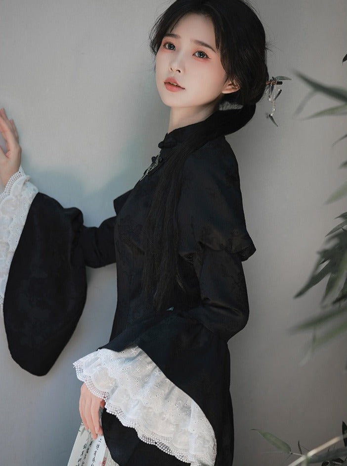 Bow + Necklace Dress China Asymmetrical Long + Beaded Big