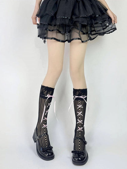 Sweet Colors: (3 Lolita White Socks Bow Calf Style