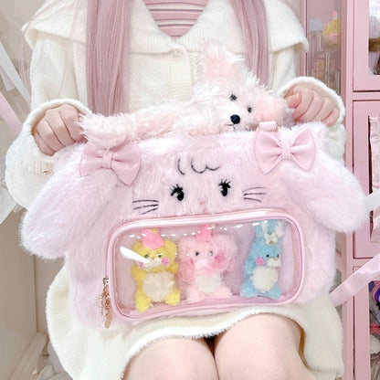 ぬいぐるみピンクのイタキャミィバッグ ミッコ
