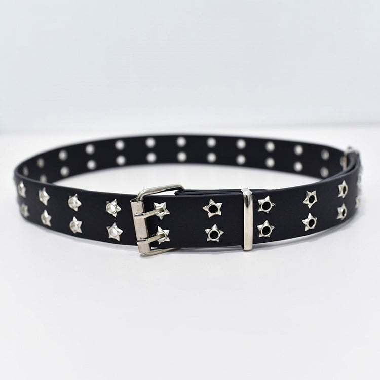 Chain Punk Star with Details Black/White Belt Waist