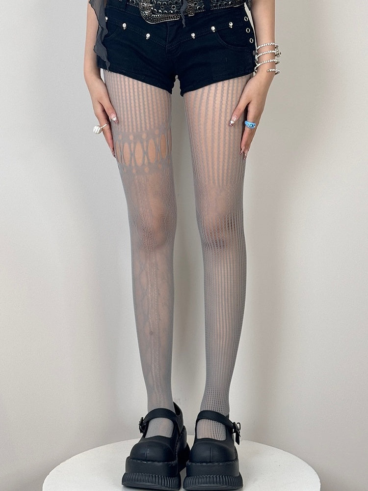 6 Color Tights Asymmetrical Options Y2K Cut-out Design Details