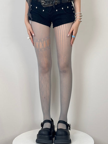 6 Color Tights Asymmetrical Options Y2K Cut-out Design Details