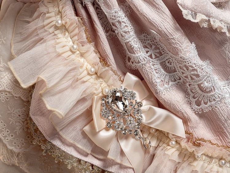 Bead Bow Accents Dress Rhinestone Lolita Pink Princess and