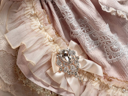 Bead Bow Accents Dress Rhinestone Lolita Pink Princess and