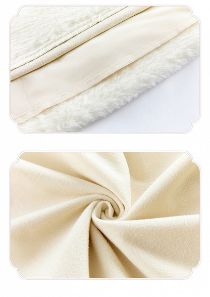 und Ausschnitt Beige Lange Ärmel Manschetten Lolita Floral Plüsch Kleid Mieder Stickerei