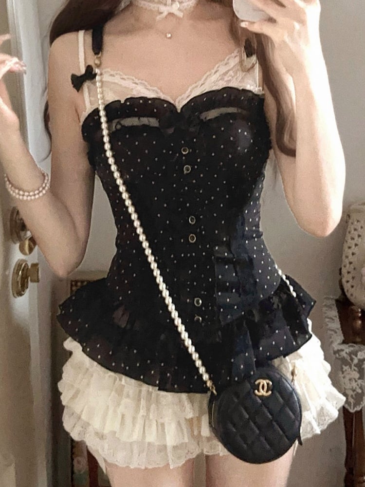 Korsett Stickerei Schleife Schwarz Spitze Bustier Mit Abnehmbaren Blumen Rüschen