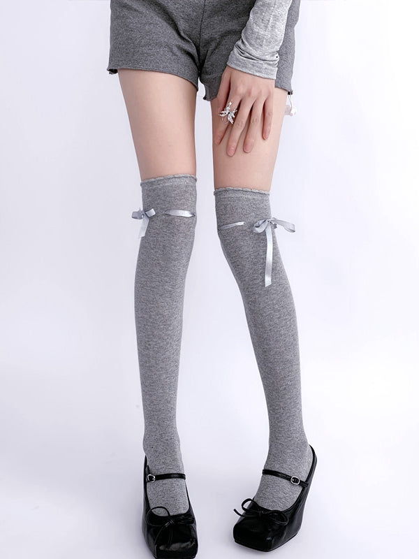 ブラック / ホワイト / グレー / ブラウン スイート セルフタイ 蝶結び JK ストッキング