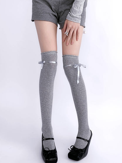 ブラック / ホワイト / グレー / ブラウン スイート セルフタイ 蝶結び JK ストッキング