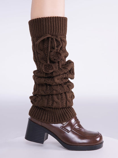 4 Knitted with Decorations Pom-Pom Warmers 65CM Colors Leg