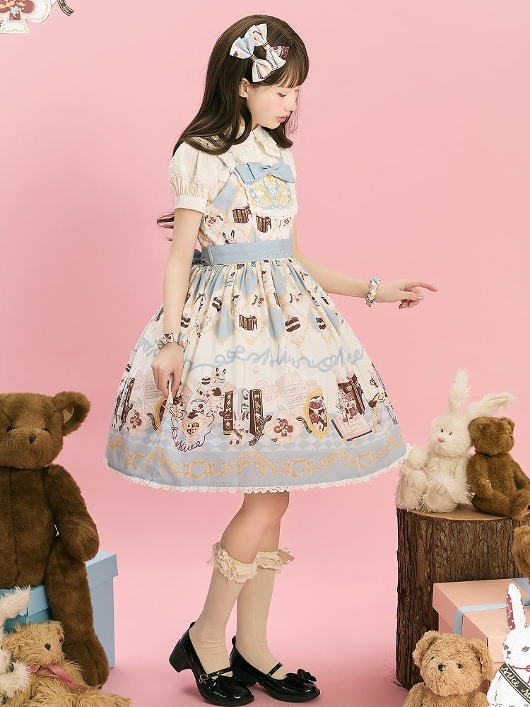 Alice in Wonderland Bunny Print Sweet High Waist Lolita Dress