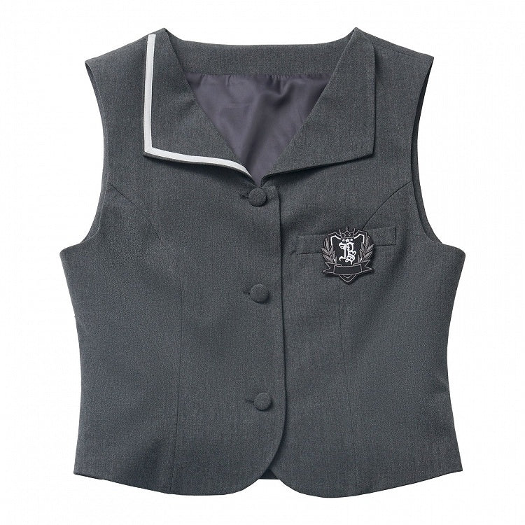 ダークグレーのプレッピースタイルVネックベスト