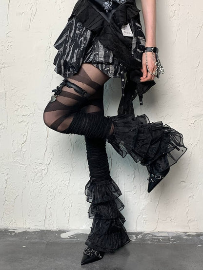 Crisscorss Tights Black Banded Y2K