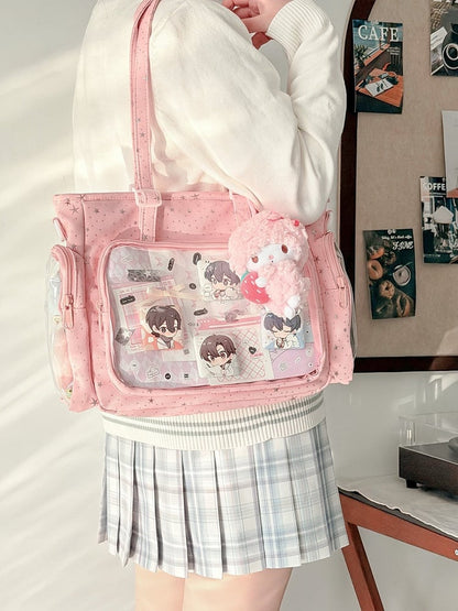 Style Pink Otaku Kawaii Pattern Ita Design Handbag Star-shaped