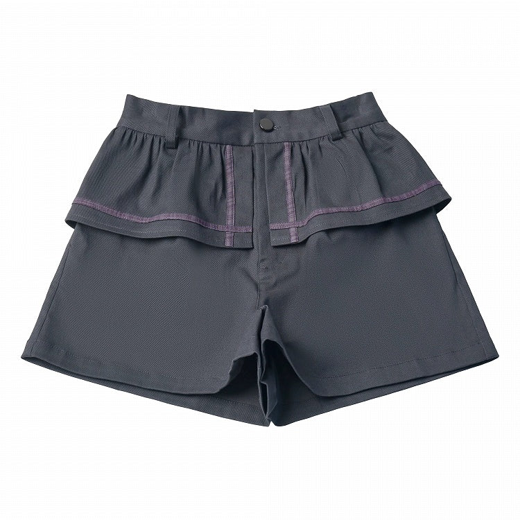 Dark Gray Shorts with Faux Layered Two-Piece Look - PINK SAVIOR