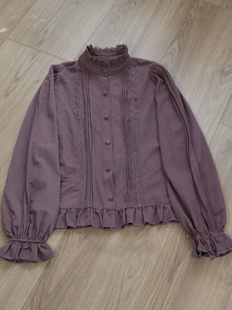 Classic Ruffle Lolita Blouse with Lace - Tiny Garden