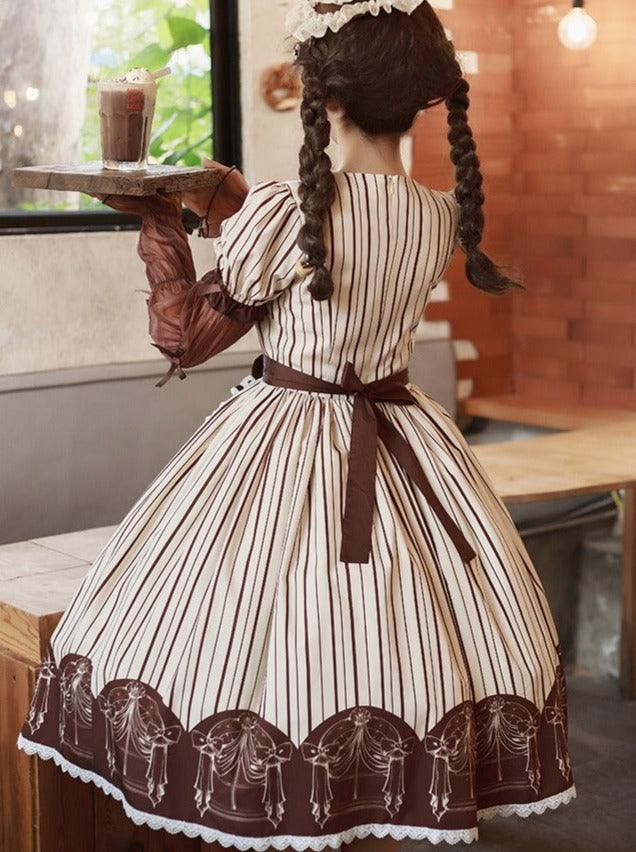 Bein braun Band Tee Nachmittag Schürze Wärmer Kleid