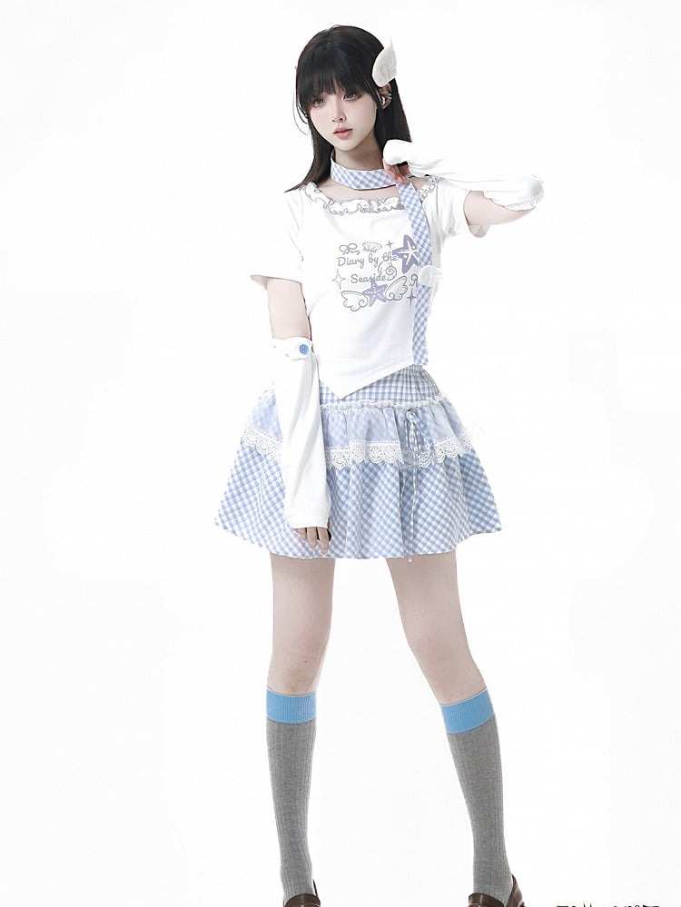 White Button Angel Armwear Accent Wing Blue/Pink