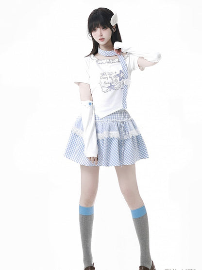 White Button Angel Armwear Accent Wing Blue/Pink