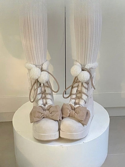 Apricot Sweet - Platform Lolita for Sole 6cm/8.5cm Winter Boots