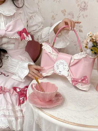 Bag Pink Sweet Hand Crossbody Lolita / Bowknot-Shaped