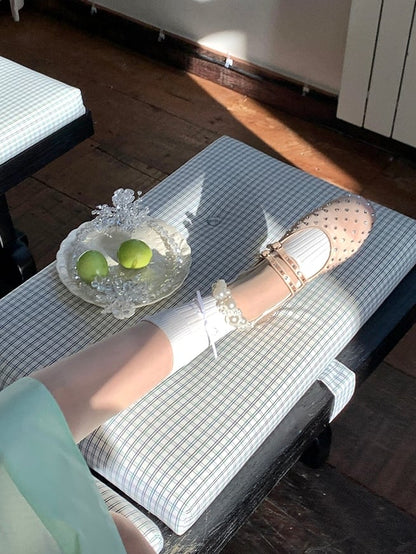 And Calf Beaded Cut-out Decorated Design Bowknot Black/White