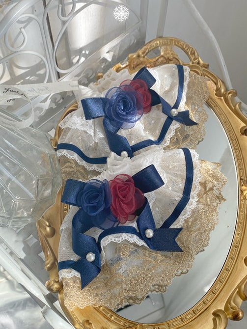 and Bowknot Red Cuffs Flower Wrist White Snow Blue Dark Vibes
