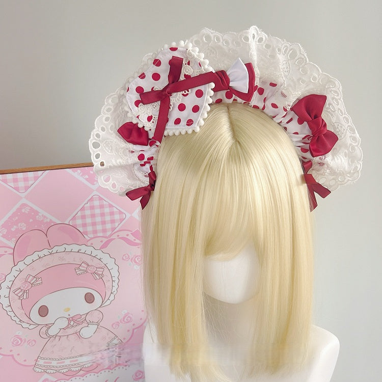 Dot Heart Lolita Polka Cute Detachable Bowknot With KC Brooch