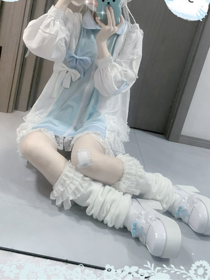 Jirai Kei Tenshi Dress Blue Tiered Ruffles Sun Protection Chiffon Kaiwai