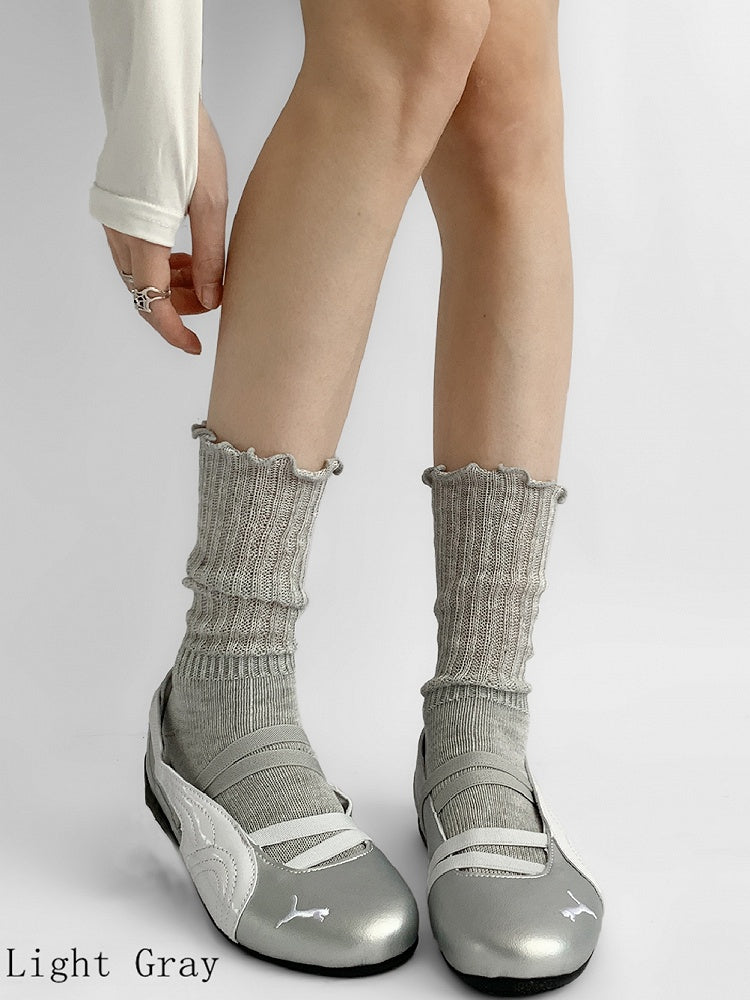 Kalbsstrick-Socken, hell, locker, Grau/Schwarz/Rosa, Grau/Weiß/Dunkel