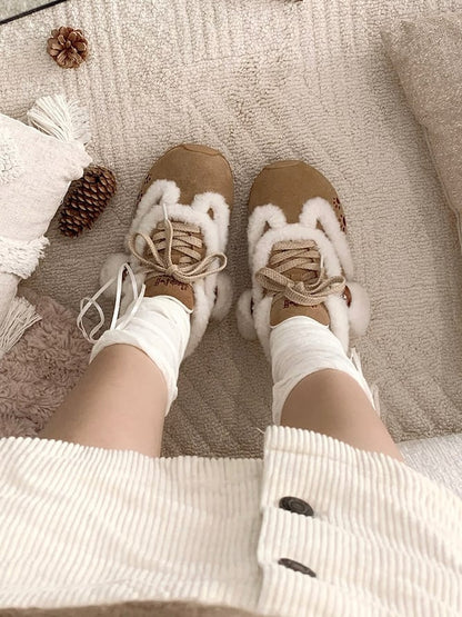 Sneakers Embroidery Sweet Lolita - Brown Paw