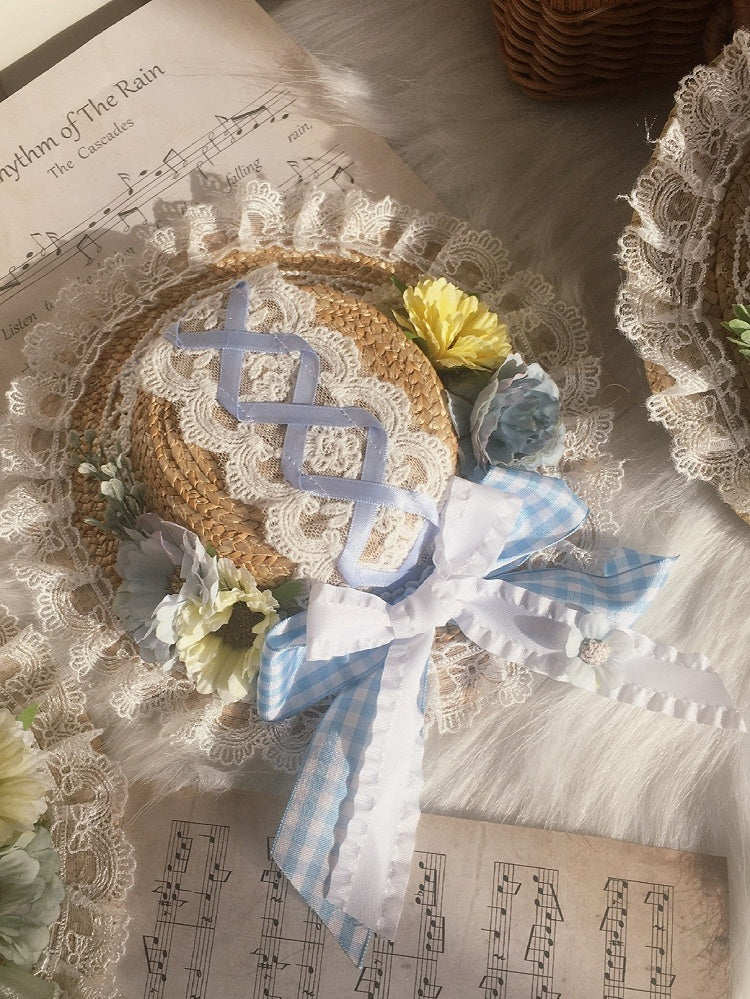 With 3 Color Mini Straw Lolita Clips Hat Country Options