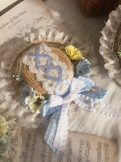 With 3 Color Mini Straw Lolita Clips Hat Country Options