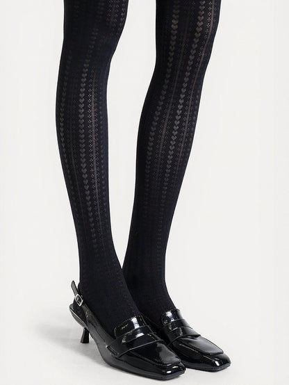 Vintage Heart Stripe Pattern Tights - ModaSwings