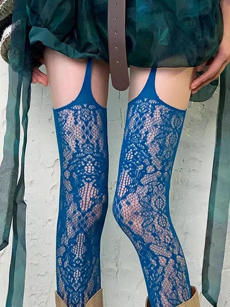 Options Design 8 Y2K Color Hollow-out Lace Stockings Suspender