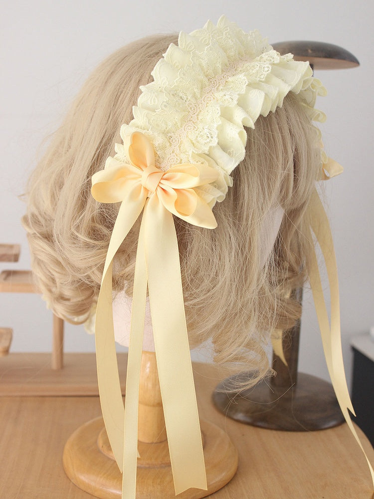 Yellow Lace Hairband Sweet-Style Ruffled