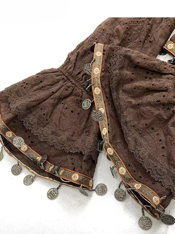 Bell Skirt Cami White Holiday Sleeves Brown With High-low Dress Floral Cardigan