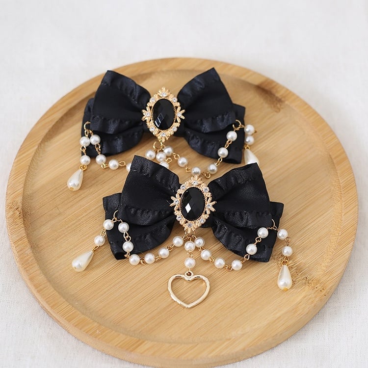 And 10 A Gorgeous Bowknot Pair Heart Of Chain Bead Charm Brooch Colors