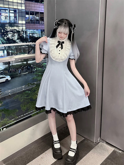 Jirai Kei Black Bow Cross Chain Hairclips