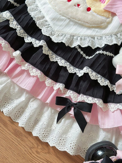 mit Maid Pink Matrosenkragen Schürze Herz Lolita Schwarz und süßem Kleid Kitty