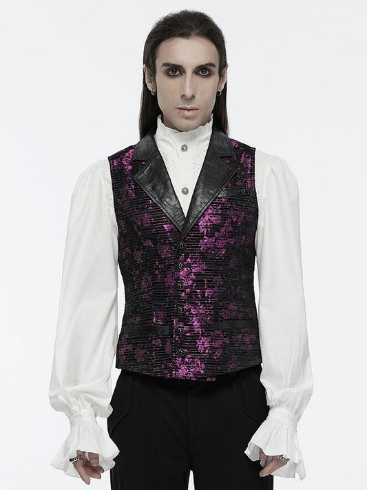 Goth Violet Men's Exquisite Jacquard Vest