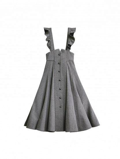 Overall Elegantes Kleid Taillenhoch Grau