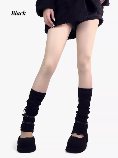 グレーのセルフタイストラップレッグスリーブ