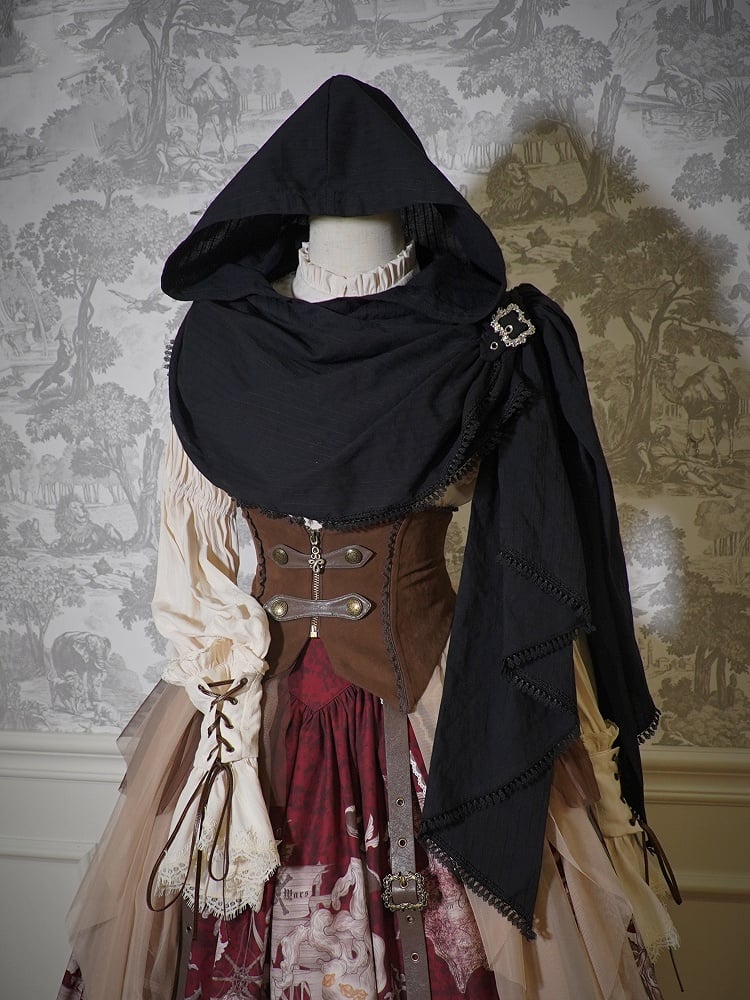 Black Wasteland Shawl Punk Hooded