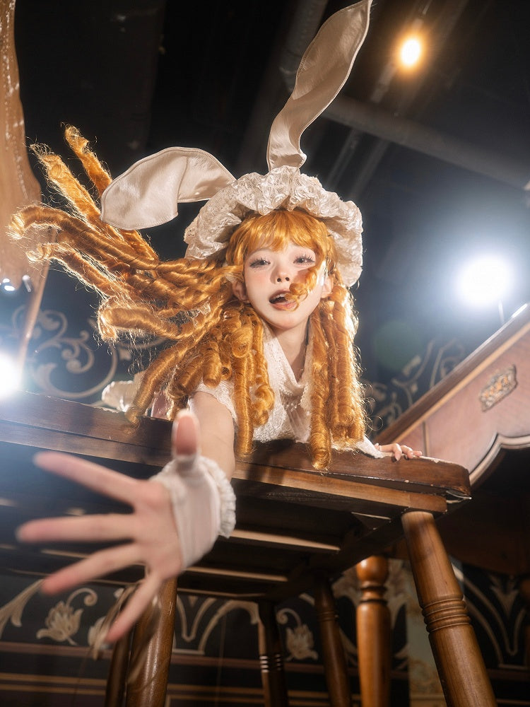 Lace Elegance Accent Bunny Hat Pink – Bow French Ear