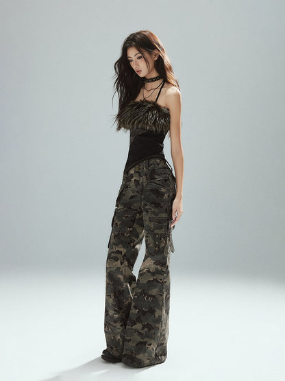Punk Detachable - Asymmetrical Trim Halter Top Backless Plush