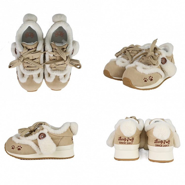 for Lolita with Stitching Dog Khaki Shoes Paw