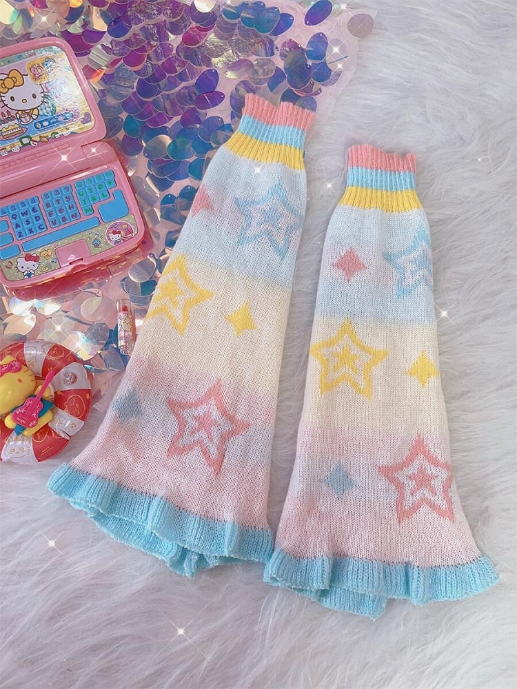Jambières tricotées Yume Kawaii à motif d'étoiles de rêve