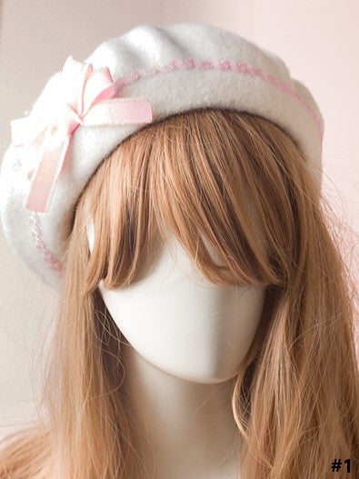 Sweet 7 Bowknot Color Beret Lolita Options
