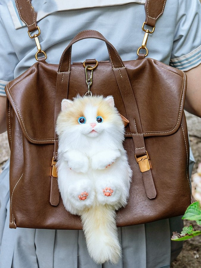 6 Cat Options Cute Plush Realistic Keychain